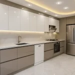 kapuçino ve beyaz renkli mutfak dolabı modeli